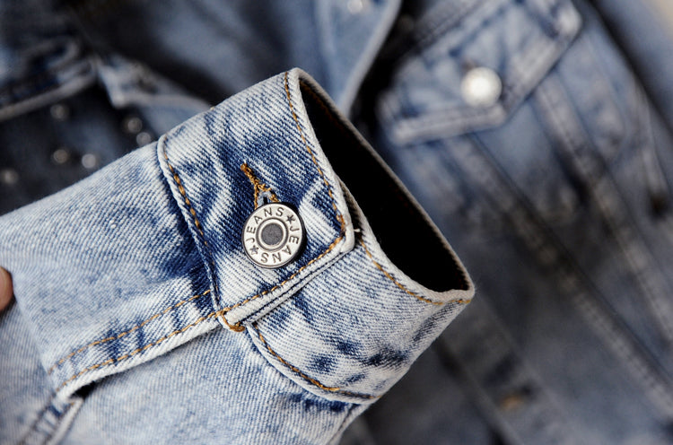 Sixsr Denim Jacket Women New Autumn Women's Jean Jackets Pearl Casual Denim Jacket Women Coat Long Sleeve Outerwear