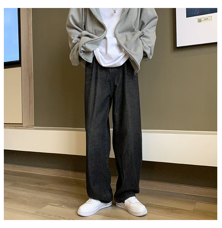 Men's Fashion Loose Jeans Straight 2024 Autumn New Woman Casual Jeans Mans Streetwear Korean Black Hip Hop Jeans Trouser