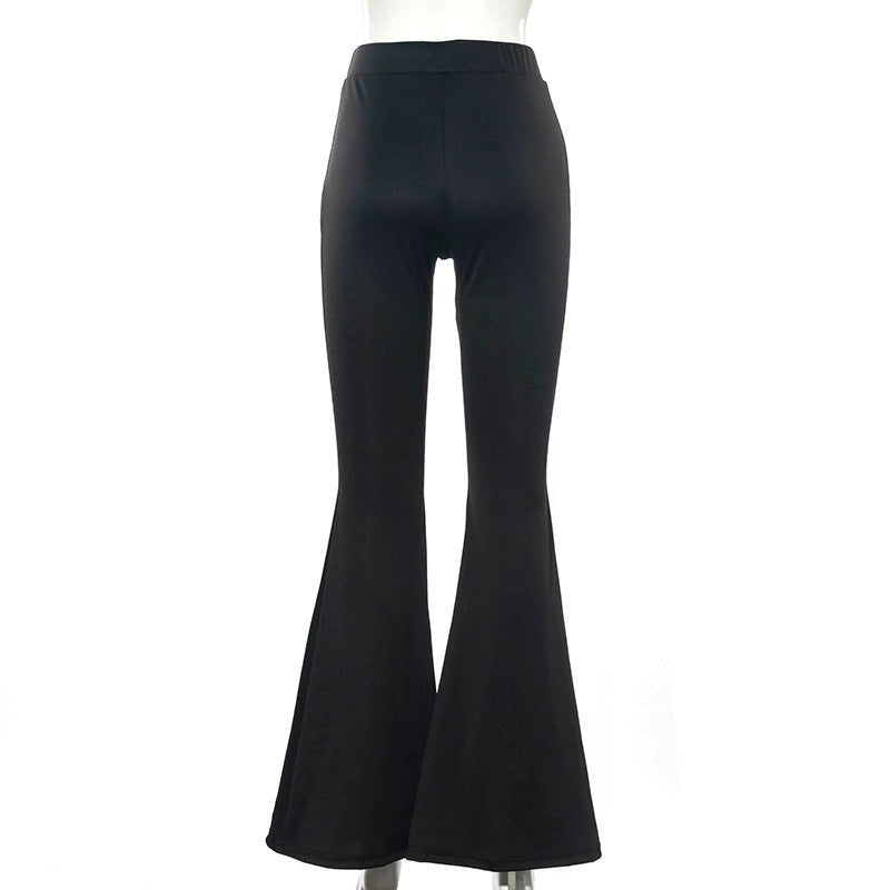 sixsr Summer Outfits Grunge 90s Urban Style Boot Cut Pants High Waist Black Vintage Skinny Pants Fashion Indie Casual For Women Trousers
