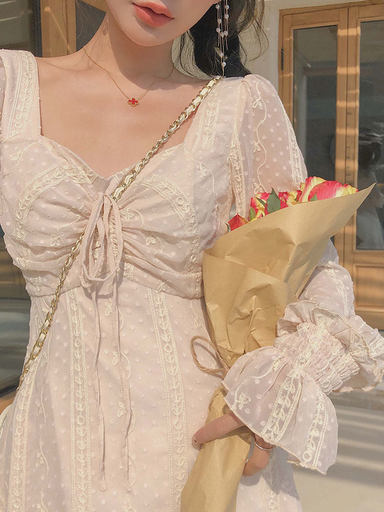 Sixsr Vintage Fairy Dress Women Elegant Designer Chiffon Dress Long Sleeve French Party Midi Dress Casual Women's Clothing Autumn
