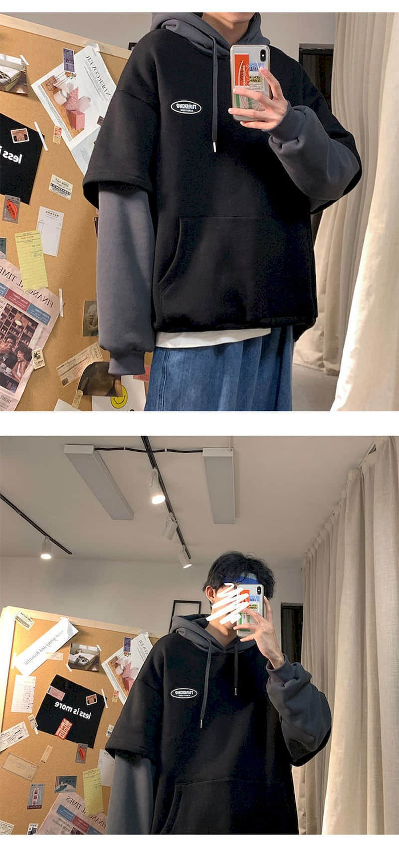 Sixsr Spring Outfits Trends Hoodies Women Sweatshirt Couple Autumn/winter Fake Two-piece Hooded Pullover Student Korean Style Loose Top Velvet Thick Jacket