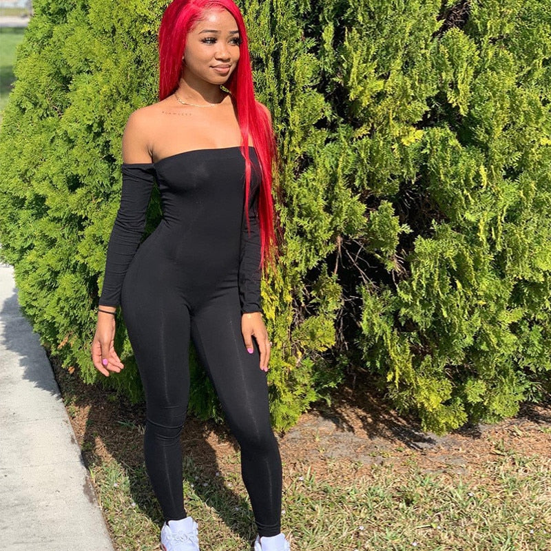 Sixsr Trends long sleeve slash neck sexy bodycon jumpsuit autumn winter women fashion streetwear outfits stretchy jumper