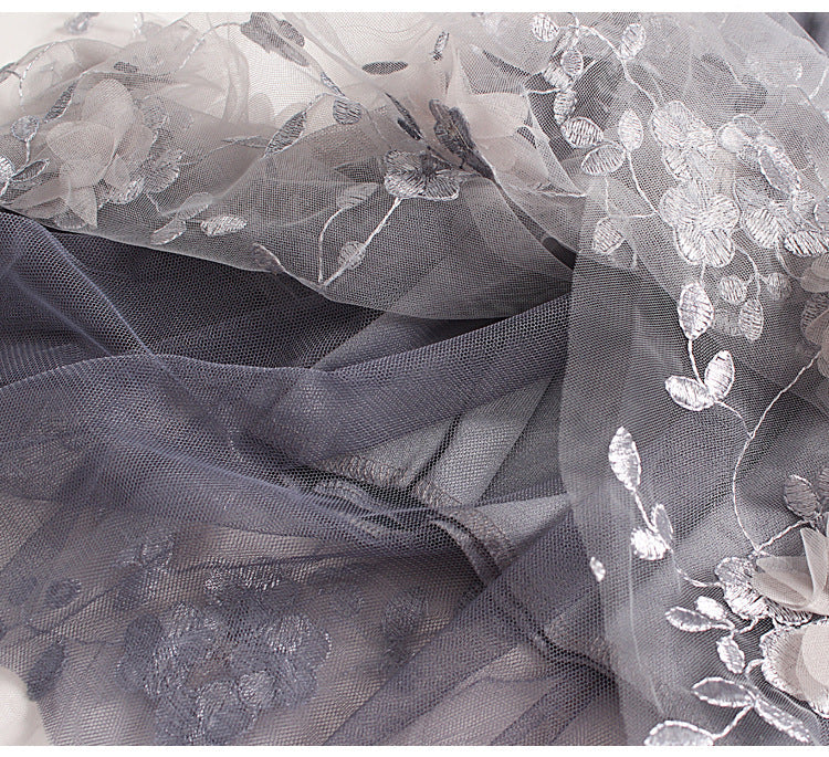sixsr Luxury Woman Skirts Korean style Fashion Elastic Waist Appliques Embroidery Floral Mesh Skirt Long Gauze Ball Gown Skirt