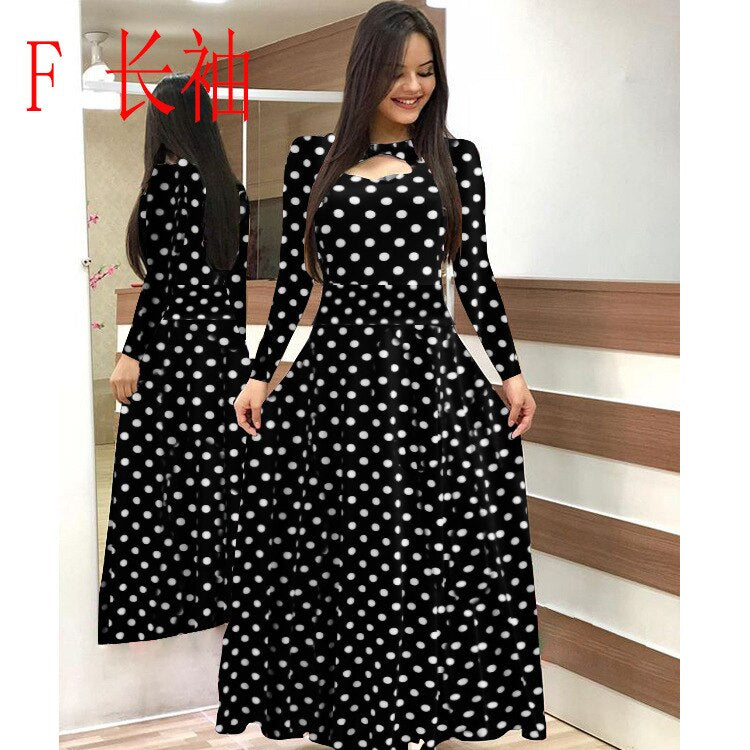 Sixsr S- 5XL Plus Size Elegant Oversized Tunic Women Dress Bohmia Flower Print Maxi Dresses Fashion Hollow Out Long Vestidos