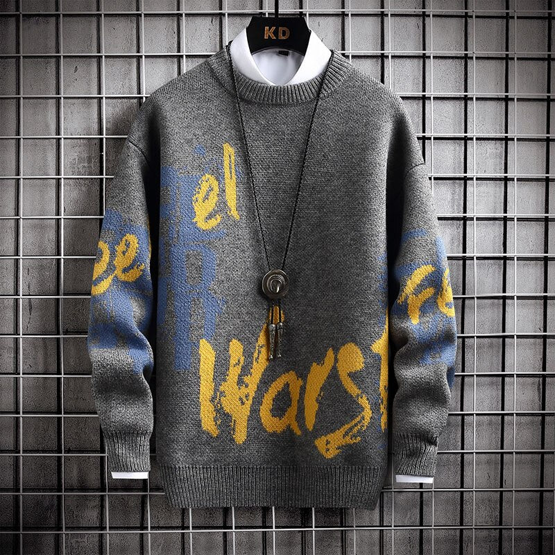 Sixsr New Korean Loose Sweater Men Streetwear Autumn Winter Harajuku Hip Hop Mens Christmas Sweaters Top Quality Knit Male Pullovers