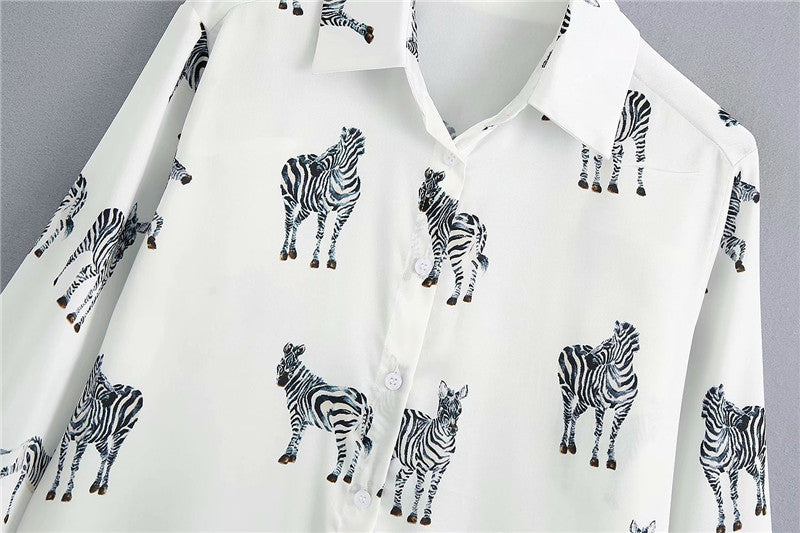 Sixsr women satin blouse long sleeve zebra print shirts vintage office ladies tops femme chandails fashion blusa de mujer Chandails