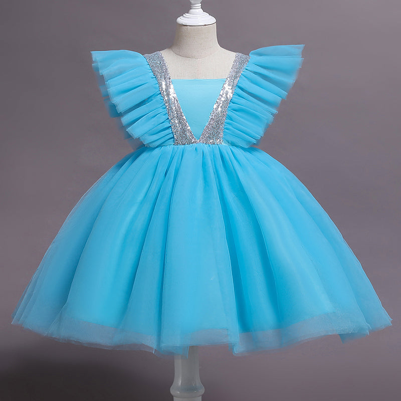 sixsr Girls Ruffles Princess Dress For Kids Wedding Elegant Party Tutu Prom Gown Children Birthday Pageant Communion Formal Vestidos