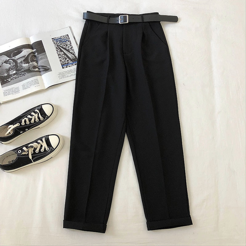 Sixsr  Spring Womens Fashion Office Lady Work Leisure Suit Pants Korean Solid Spring Autumn Casual High Waist Ankle Length Harem Pants