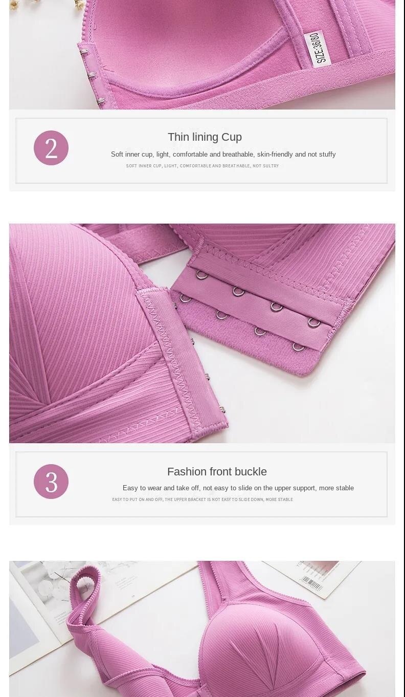 Sixsr Plus Size Sexy Push Up Bra Front Closure Solid Color Brassiere Wireless Bralette Breast Seamless Bras for Women BCD 105