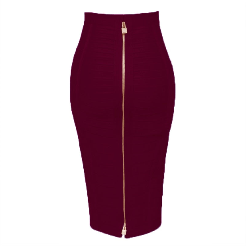 sixsr 16 Colors XL XXL Sexy Solid Zipper Orange Blue Black Red White Pink Bandage Skirt Women Elastic Bodycon Summer Pencil Skirt 58cm