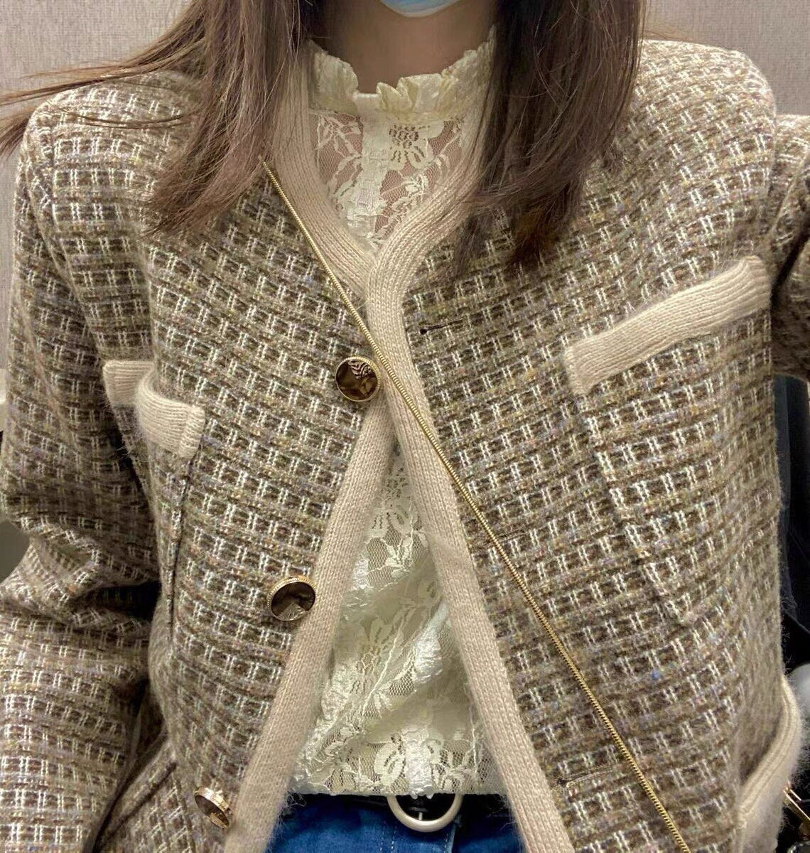 Sixsr Autumn Winter Korean Fashion Casual Plaid Tweed 2 Piece Set Women Jacket Coat + Mini Skirt Suits Female Vintage Two Piece Sets