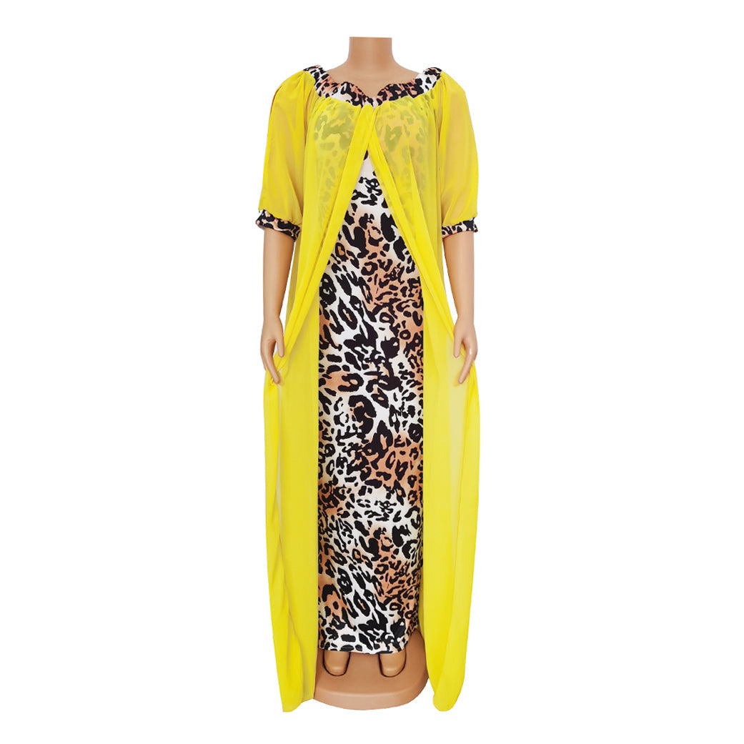 Sixsr Leopard Loose Bodycon Fashion outdoor WomenMaxi Dress Leisure Patchwork Strapless Sexy Ethnic Style African vestidos