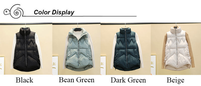 Sixsr Autumn Winter Down Cotton Soild Women's Vest Short Style New Slim Fashion Stand-up Collar White Jacket Sleeveless Vest