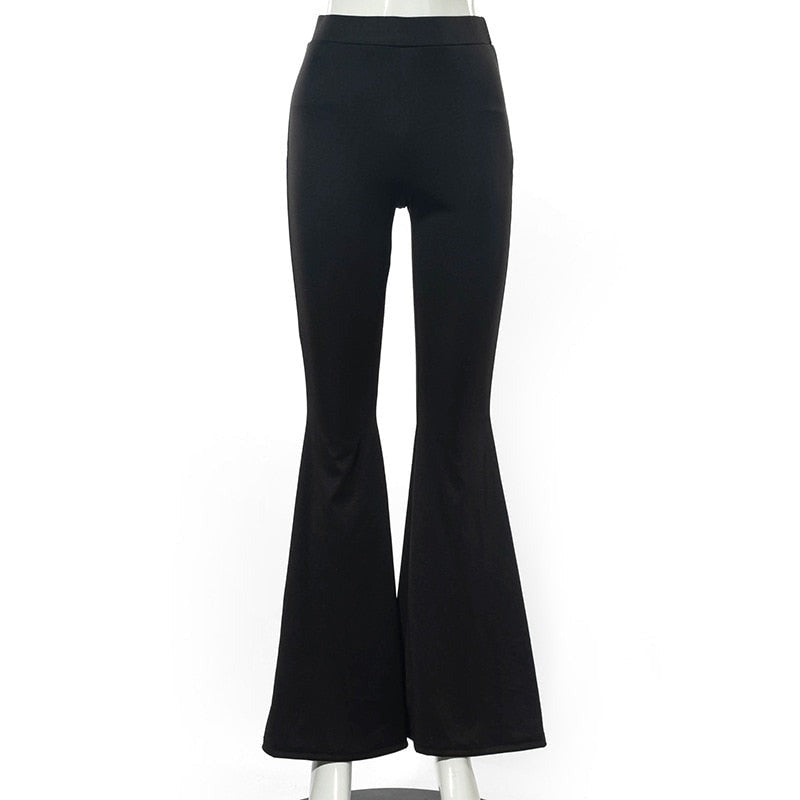 sixsr Summer Outfits Grunge 90s Urban Style Boot Cut Pants High Waist Black Vintage Skinny Pants Fashion Indie Casual For Women Trousers