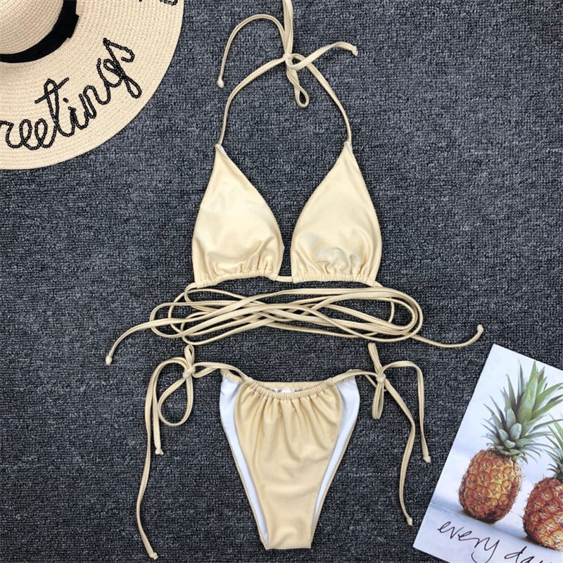 sixsr Sexy Brazilian Thong Bikini Mujer Swimwear Women Bandage Solid Swimsuit Micro Bikini Set Summer Beachwear Swim Suit