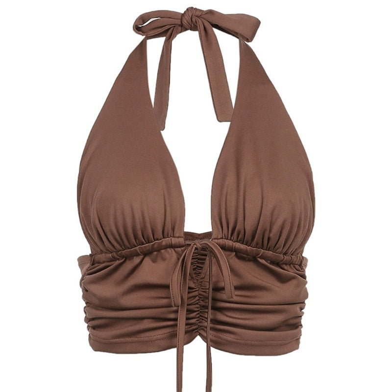 sixsr 80s fashion 21 Style Sexy Vintage Strappy Y2K Halter Crop Top Women Summer 90s Backless Cami Tops Tees Ladies Fashion Fitness Camisole Party