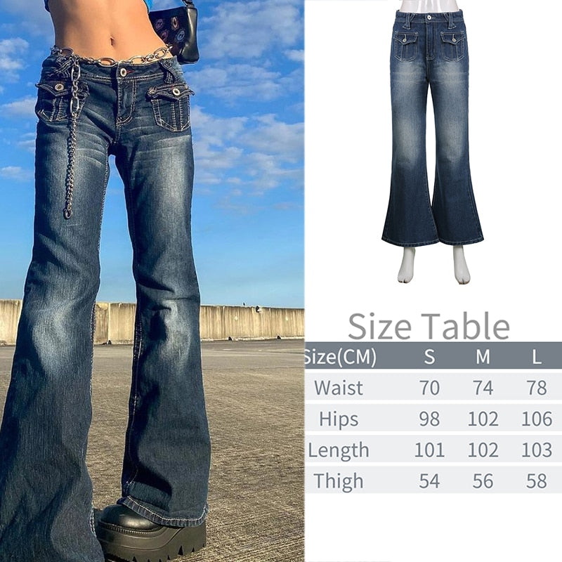 Sixsr New Printed Baggy Y2K Jeans Women's Low Waist jeans Autumn Winter Oversize Wide Leg Baggy Pants Casual Cargo Trousers