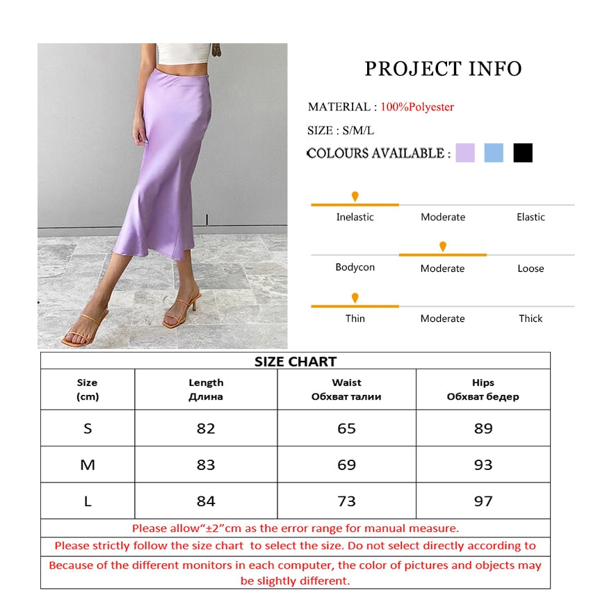 sixsr Solid Purple Satin Silk Skirt Women High Waisted Summer Long Skirt New Elegant Ladies Office Skirts Midi Spring