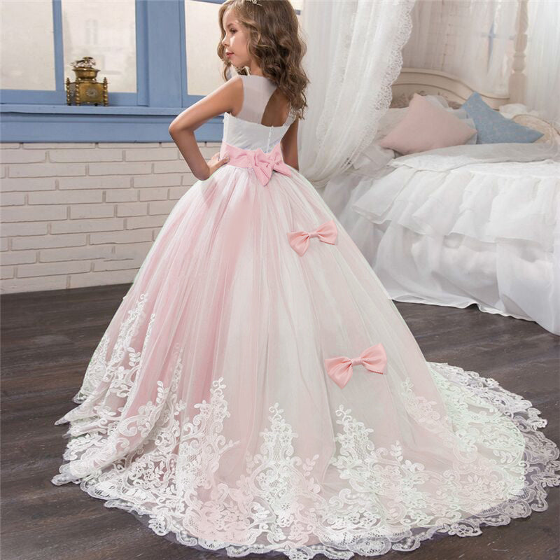 sixsr Red Girl Lace Embroidery Christmas Birthday Party Dress Flower Wedding Gown Formal Kids Dresses For Girls Teen Clothes 6 14 Yrs