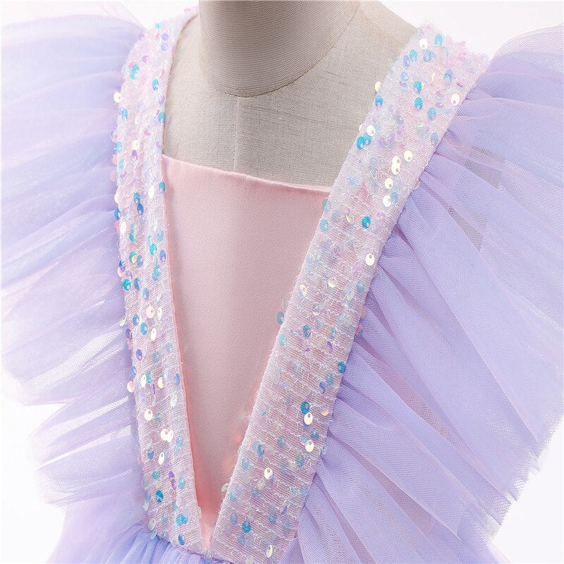 sixsr Girls Ruffles Princess Dress For Kids Wedding Elegant Party Tutu Prom Gown Children Birthday Pageant Communion Formal Vestidos