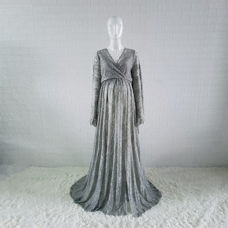sixsr Boho Style Lace Maternity Dress For Photography Maternity Photography Outfit Maxi Gown Pregnancy Women Lace Long Dress