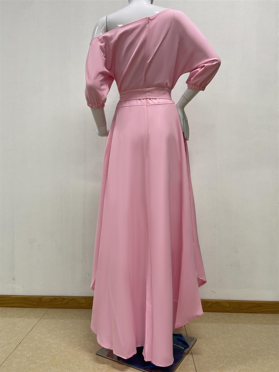 Sixsr Women Dress Bare Shoulder Waist Belt Long A Line Pleated Orange Casual Fashion Female Ladies Elegant New Autumn Summer Robes