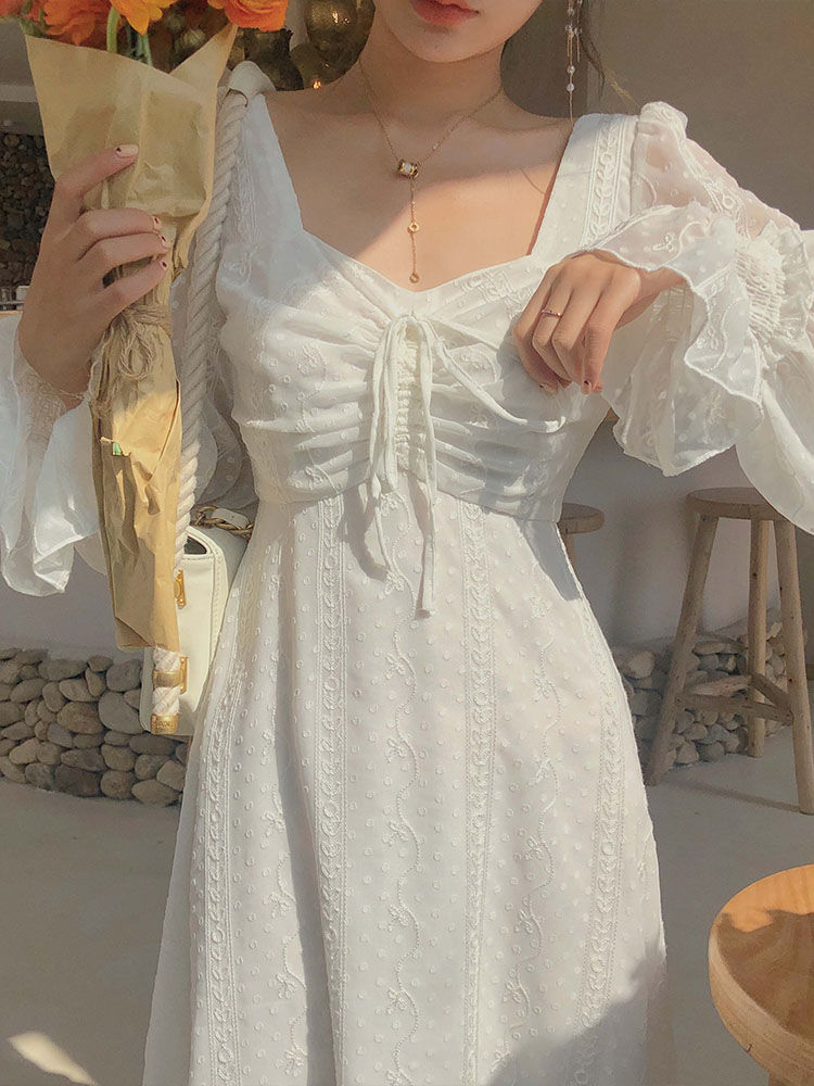 Sixsr Vintage Fairy Dress Women Elegant Designer Chiffon Dress Long Sleeve French Party Midi Dress Casual Women's Clothing Autumn