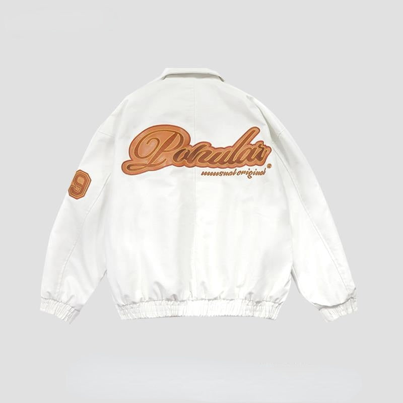 Sixsr American Y2K vintage streetwear letter embroidery lapel PU leather jacket women street pilot loose jackets for women winter