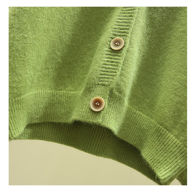 Sixsr Oversized Cardigan Women Spring Casual Solid V Neck Long Sleeve Cardigan Sweater Female Knit Jacket Coat Green Pink