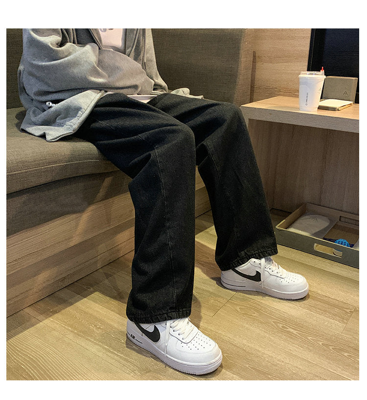 Men's Fashion Loose Jeans Straight 2024 Autumn New Woman Casual Jeans Mans Streetwear Korean Black Hip Hop Jeans Trouser