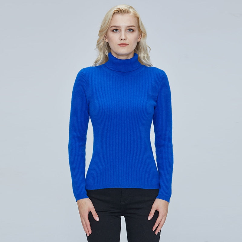 100% Merino Wool Turtleneck Women Sweater Autumn Winter Warm Soft Jumper Women Knitted Pullover Femme Cashmere Sweater Knit