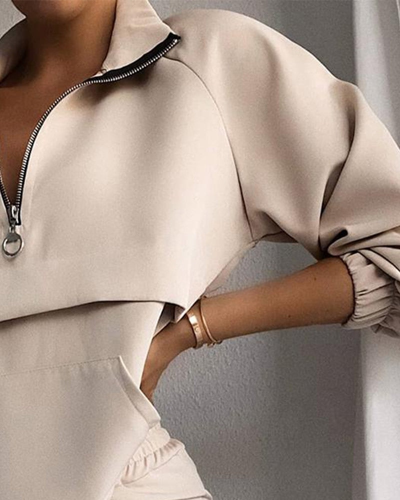 sixsr Two Piece Set Tracksuit Women Festival Clothing Fall Winter Top+Pant Sweat Suits Zipper 2 Piece Outfits Matching Sets