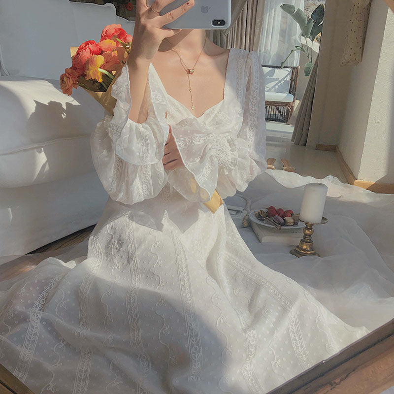 Sixsr Vintage Fairy Dress Women Elegant Designer Chiffon Dress Long Sleeve French Party Midi Dress Casual Women's Clothing Autumn