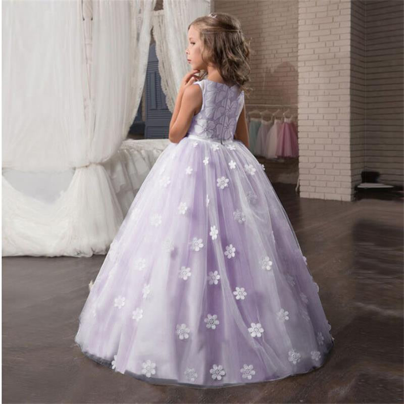 sixsr Vintage Flower Girls Dress for Wedding Evening Children Princess Party Pageant Long Gown Kids Dresses for Girls Formal Clothes