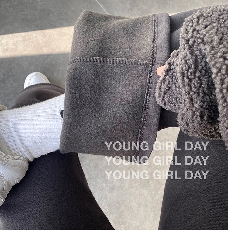 Sixsr New High Street Elastic Waist Solid Color Flare Pants For Women Spring Autumn Thick Casual Female Trouser BSXM new years eve outfits women