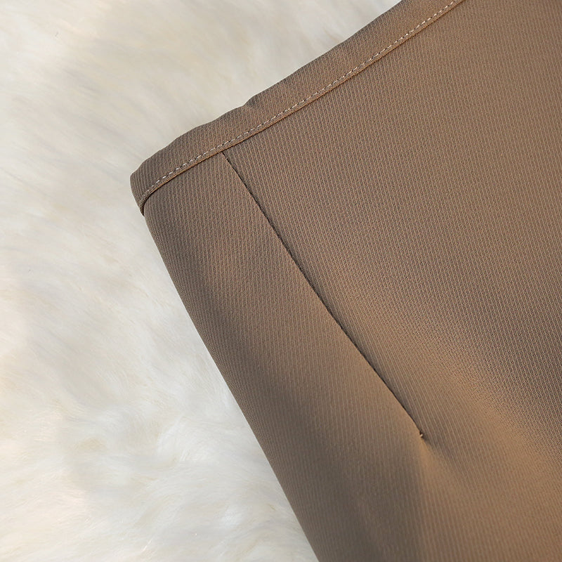 sixsr Fashion Elegant Formal Skirts Women Autumn New High Waist Drape Suit Long Brown Skirt Zipper Female