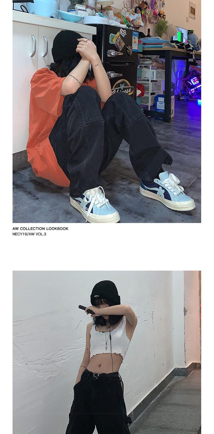 Sixsr Retro Jeans Women Harajuku Vintage Black Street BF Style Chic College Teens Streetwear All-match Loose Fashion Femme Trousers