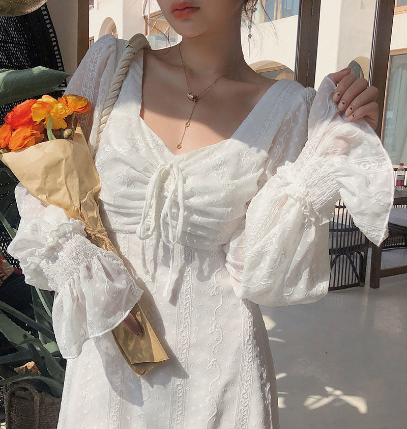 Sixsr Vintage Fairy Dress Women Elegant Designer Chiffon Dress Long Sleeve French Party Midi Dress Casual Women's Clothing Autumn