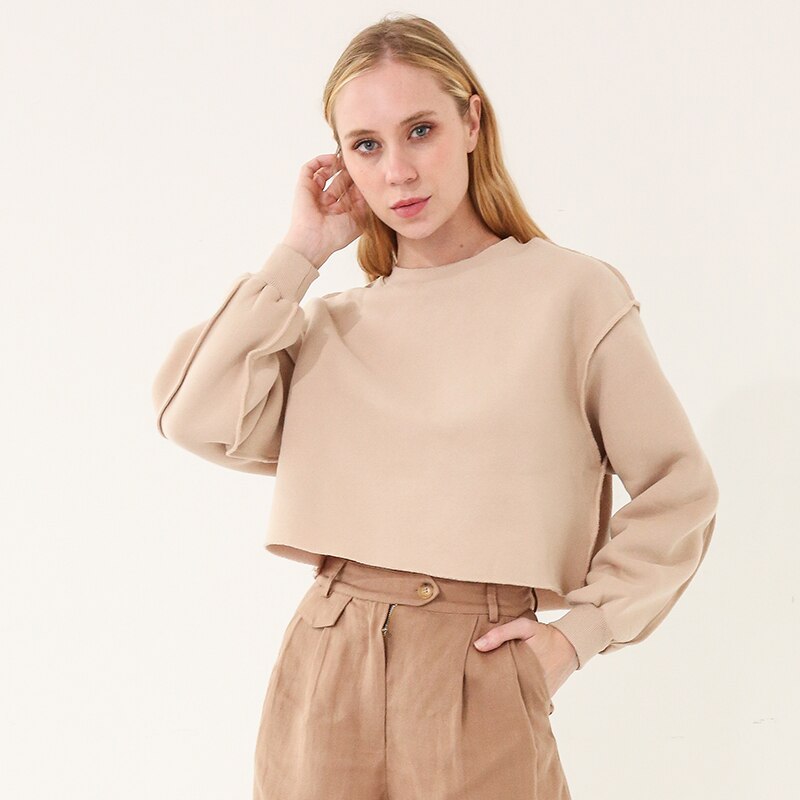 Sixsr Thick Cotton Oversized Women Sweatshirt Hoodies Casual Loose Long Sleeve Harajuku Streetwear Crop Pullover Plus Size Ropa Mujer
