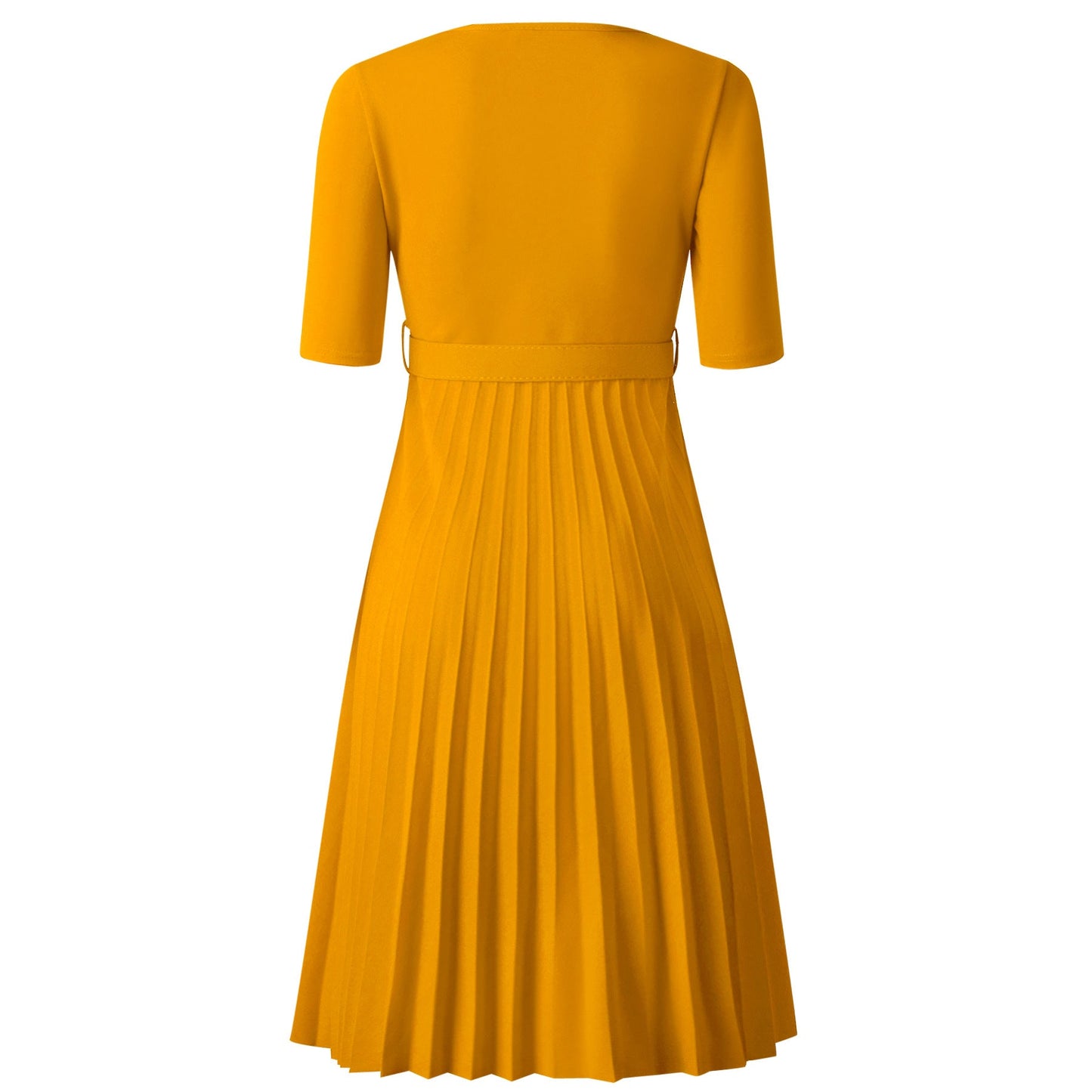Sixsr African Style Women Casual Belted Pleated Dress Elegant Chic Office Lady A-Line High Waist Dress Autumn Winter Fashion