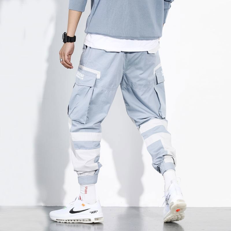 Men New Spring Hip Hop Pants Club Singer Stage Costume Trousers Ribbons Streetwear Joggers Sweatpants Hombre