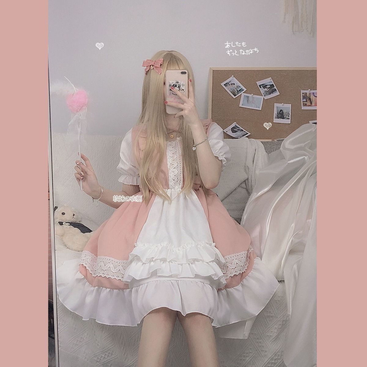 Sixsr Quality Kawaii Lolita Style Dress Women Lace Maid Costume Dress Costume Sweet Gothic Party Robe Renaissance sSpring