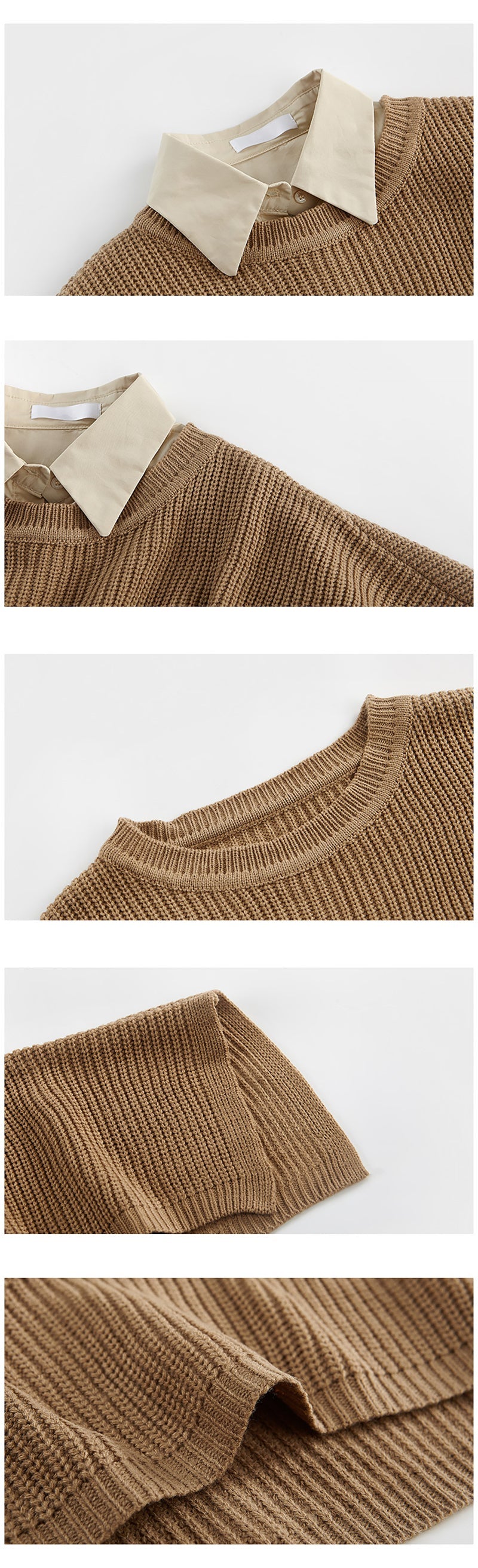 Sixsr Spring Autumn Fashion Women Two Pieces Sets Long Sleeve Short Blouse Shirt + Solid Knitted Pullover Crop Shawl Sweater Female Tops