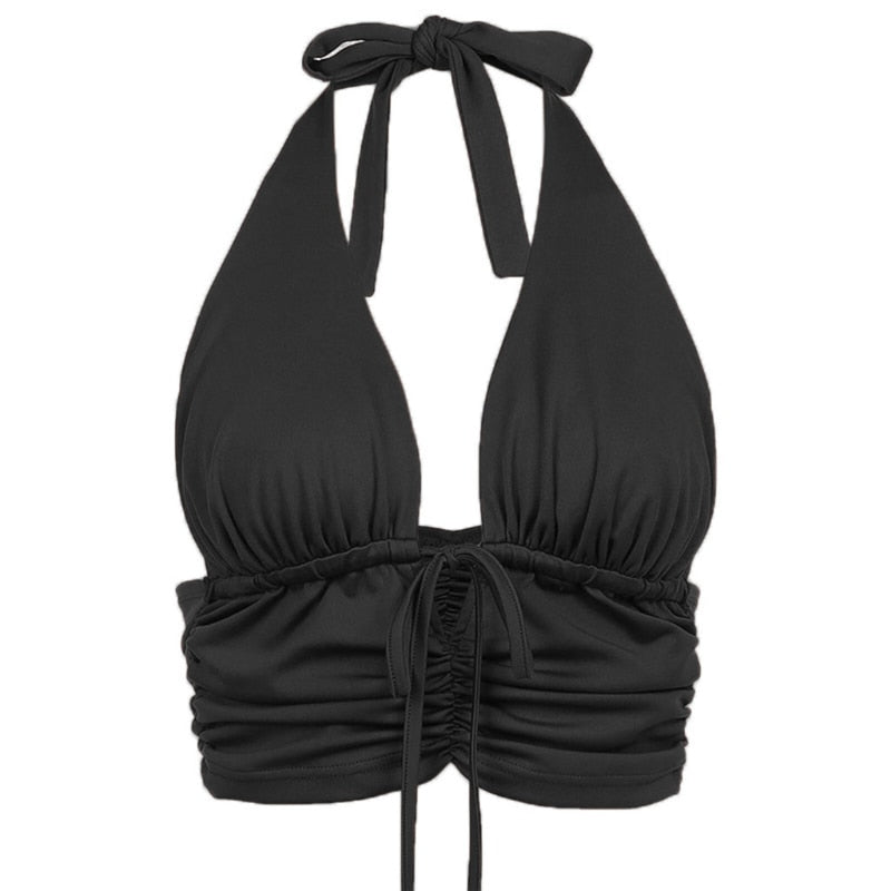 sixsr 80s fashion 21 Style Sexy Vintage Strappy Y2K Halter Crop Top Women Summer 90s Backless Cami Tops Tees Ladies Fashion Fitness Camisole Party