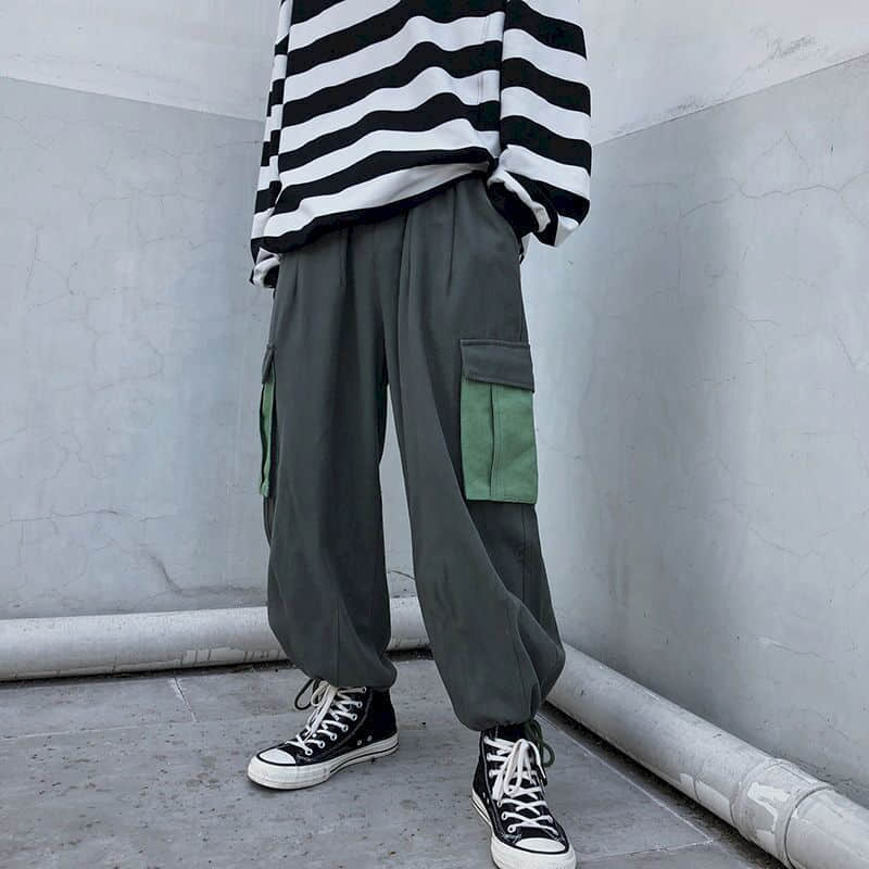 Straight casual pants Men Hong Kong style Korean large size Ankle-length Cargo pants trend all-match wide-leg boot-cut trousers