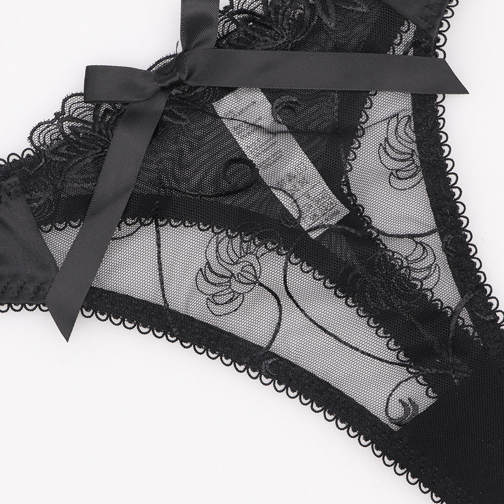 sixsr  Hot 2pcs Women Sexy Ultra-Thin  Breathable Floral Lingerie  Sets Bras+Thongs