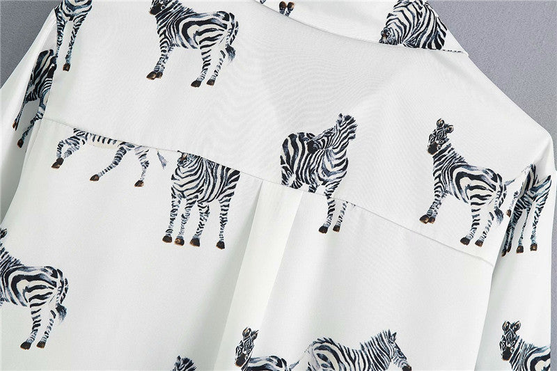Sixsr women satin blouse long sleeve zebra print shirts vintage office ladies tops femme chandails fashion blusa de mujer Chandails