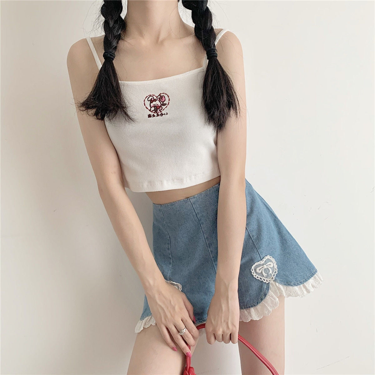 sixsr Summer Outfits  Trends Cute Lolita Girls Denim Shorts Japanese Sweet High Waist Lace Irregular Women's Shorts S-4XL Summer Kawaii Sexy Blue Shorts