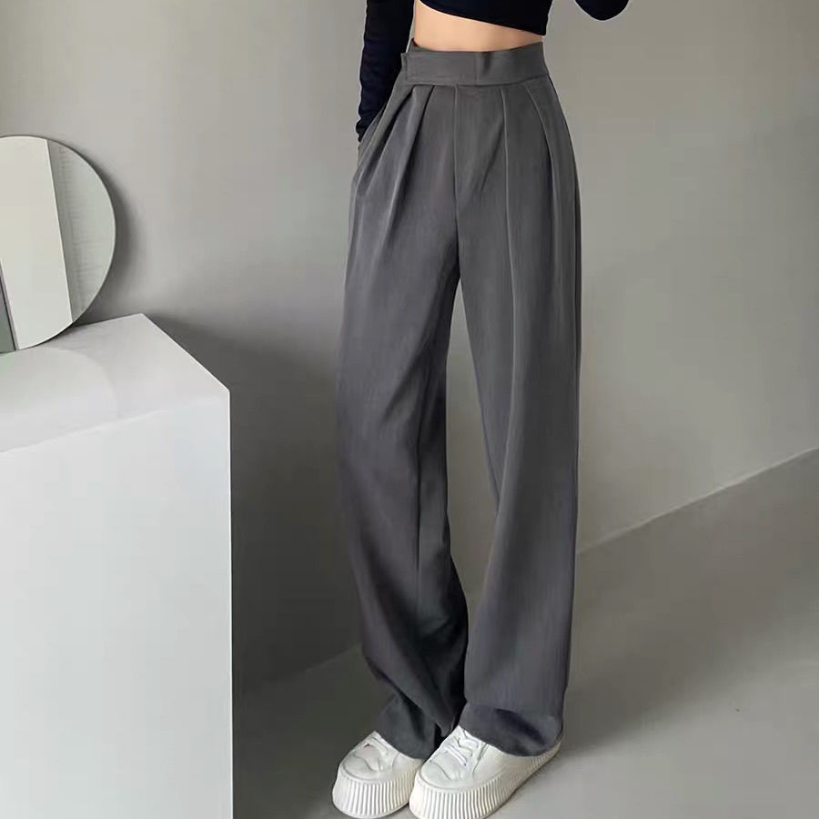 Sixsr Brown Wide Leg Women's Classic Suit Pants Vintage Palazzo Office Elegant Casual Balck Trousers Female High Wasit Pants