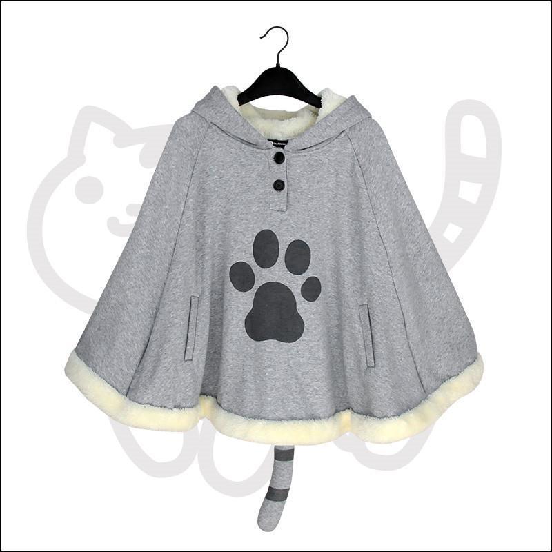 Sixsr Lolita Cloak Harajuku Hoody Cloak Japanese Angry Cat Christmas Deer Fleece Cape Loose Pullover Batwing Sleeve Hoodie Coat